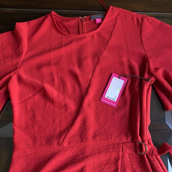 Vince Camuto Flutter Sleeve Rumple Side Tie Dress. - Picture 14 of 14